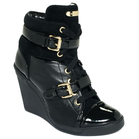 michael kors all black sneakers|michael kors black wedge sneakers.